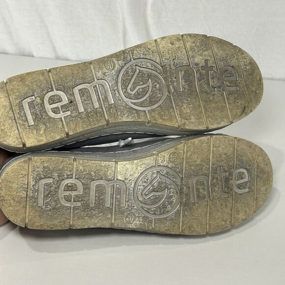 Remonte Shoes 39 Womens 8.5 Soft Sneakers Casual Gray Silver Leather Side Zip - Picture 5 of 7